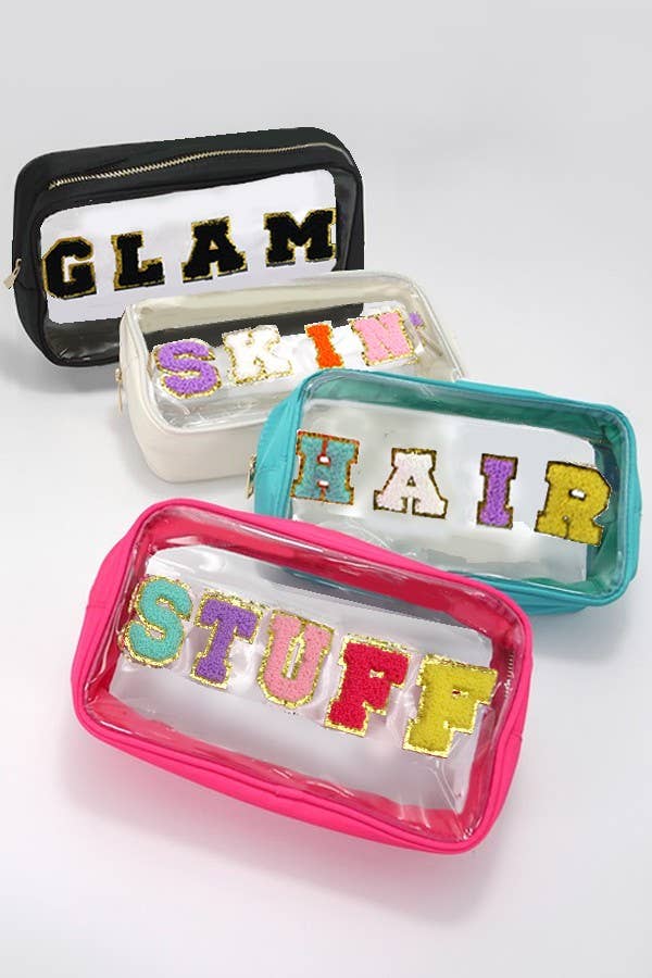 LARGE CLEAR STUFF TRAVEL COSMETIC MAKEUP POUCH